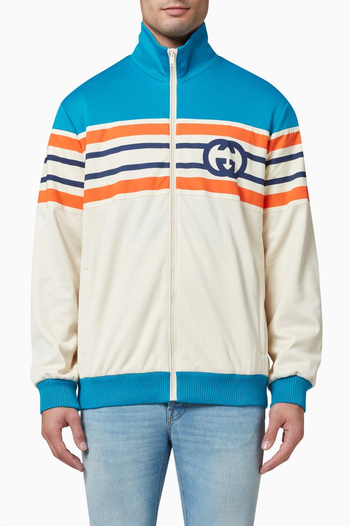 

Interlocking G Stripe Jacket in Technical Jersey, Multicolour