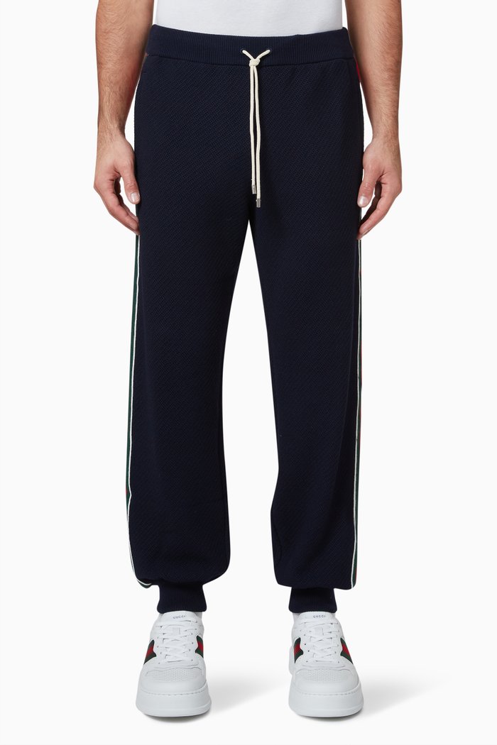 

Interlocking G Patch Track Pants in Wool Jersey, Blue
