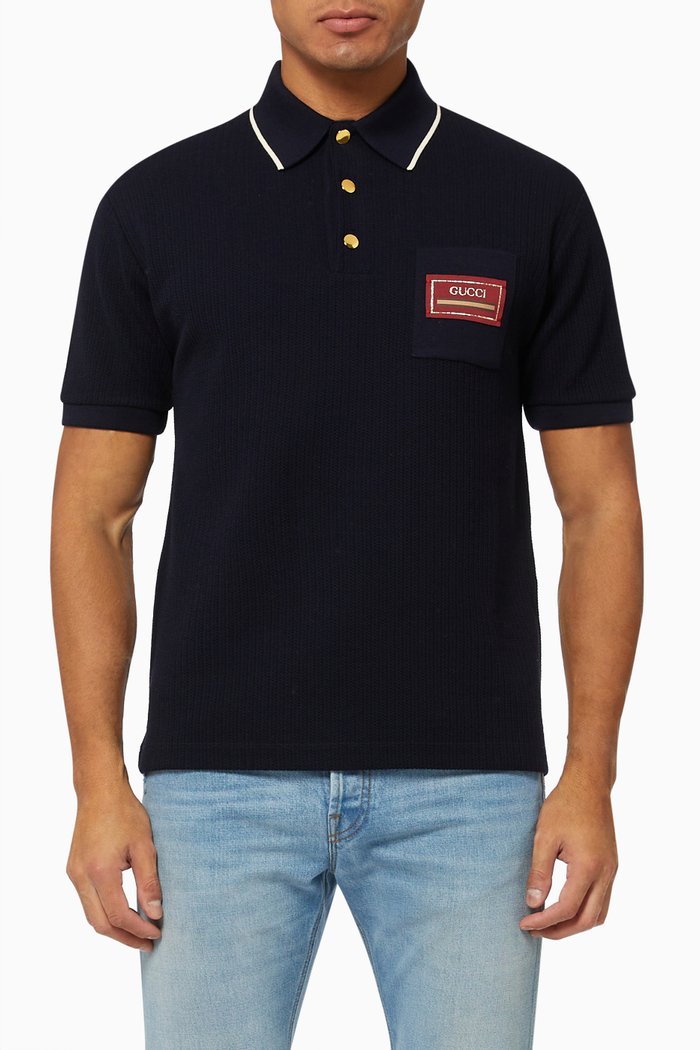 

Polo Shirt in Wool Jersey, Blue