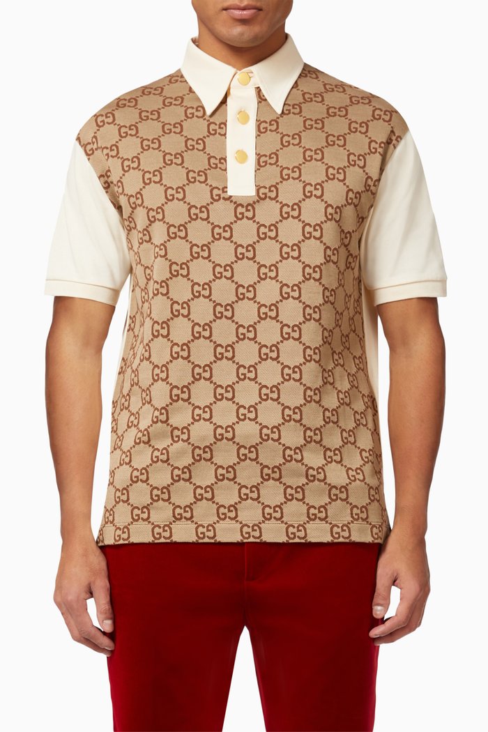 Polo Shirt in GG Jacquard Jersey, Neutral