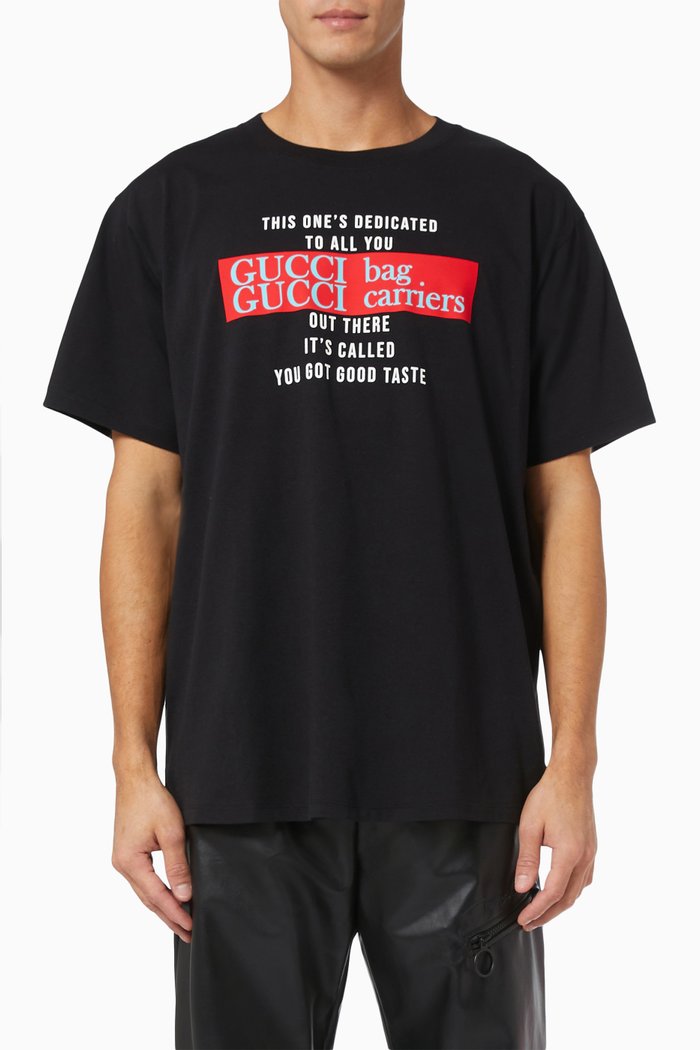 

'You Got Good Taste' Print T-shirt in Cotton Jersey, Black