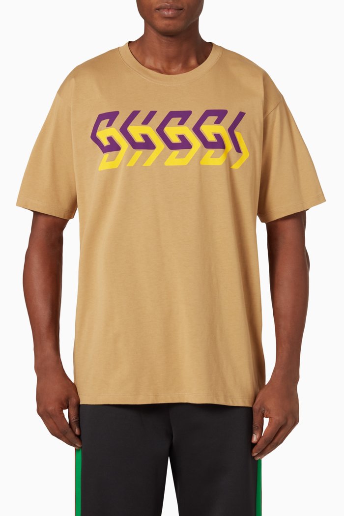 Gucci Mirror Print T-shirt in Cotton Jersey, Brown