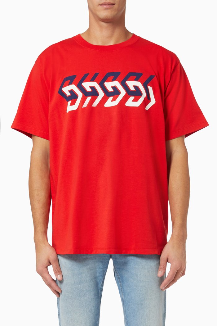 

Gucci Mirror Print T-shirt in Cotton Jersey, Red