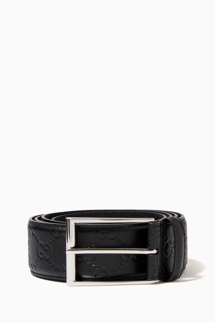 

Signature Belt in GG Leather, Black