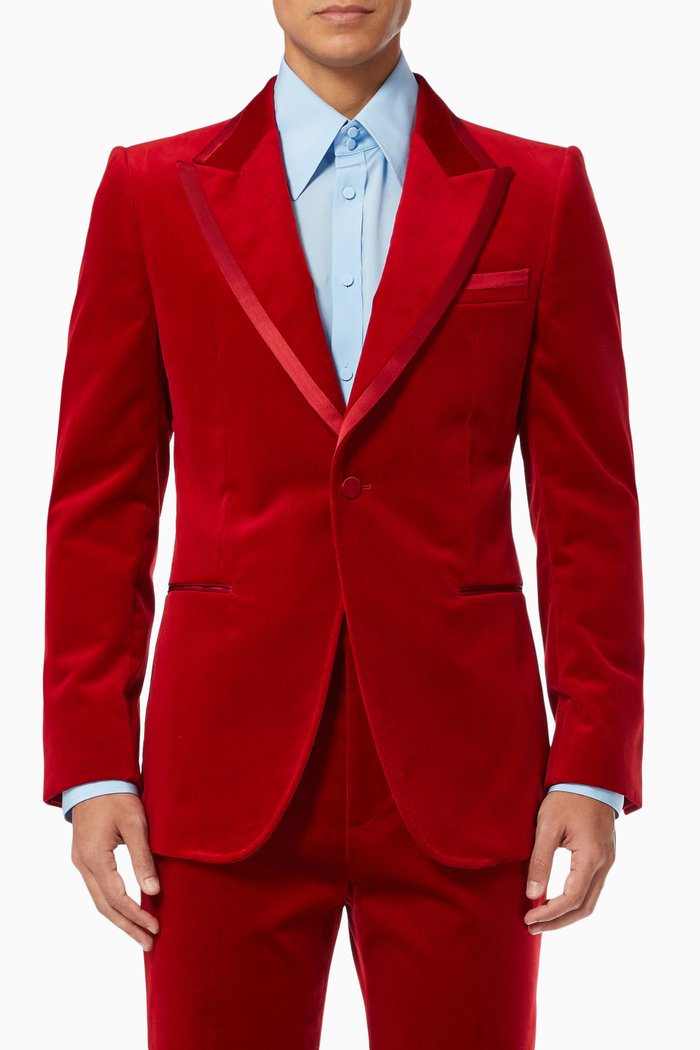 

Jacket in Stretch Velvet, Red
