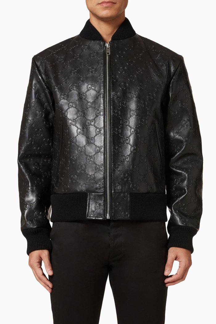 

Bomber Jacket in GG Leather, Black