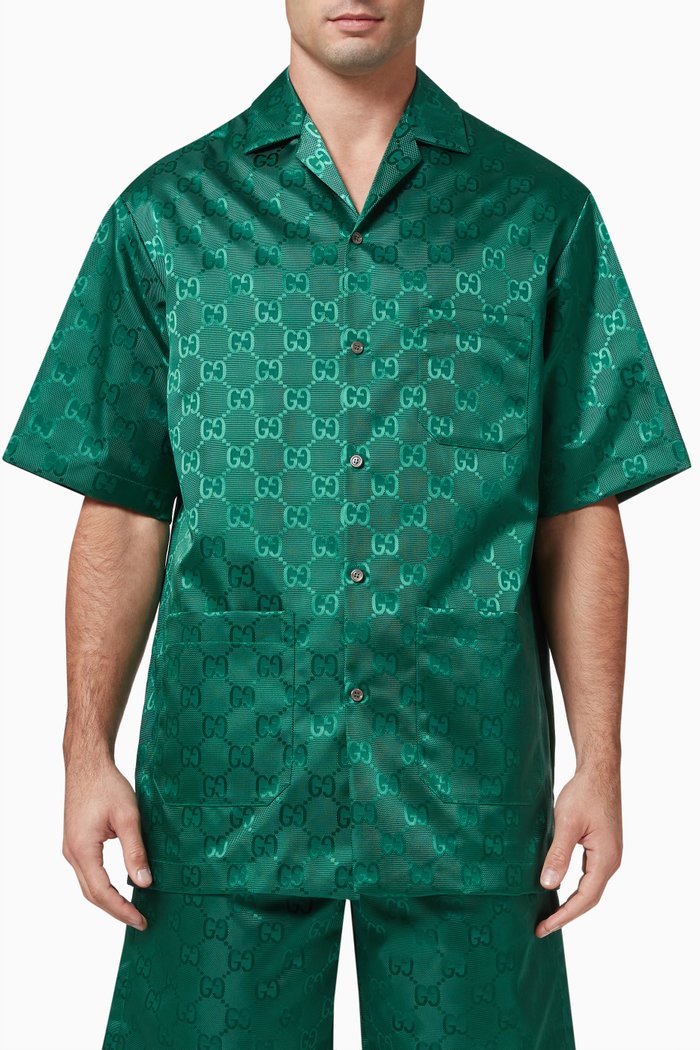 

Bowling Shirt in GG Canvas Nylon, Green