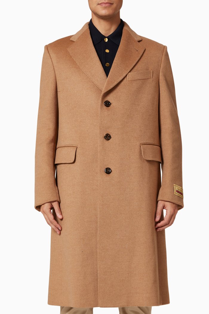

Gucci Label Coat in Camel Hair, Neutral