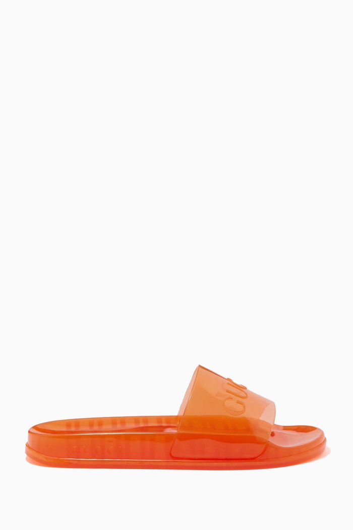

Logo Slide Sandals in Rubber, Orange