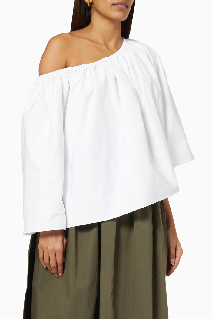 

Poppy Off Shoulder Top in Cotton Poplin, White