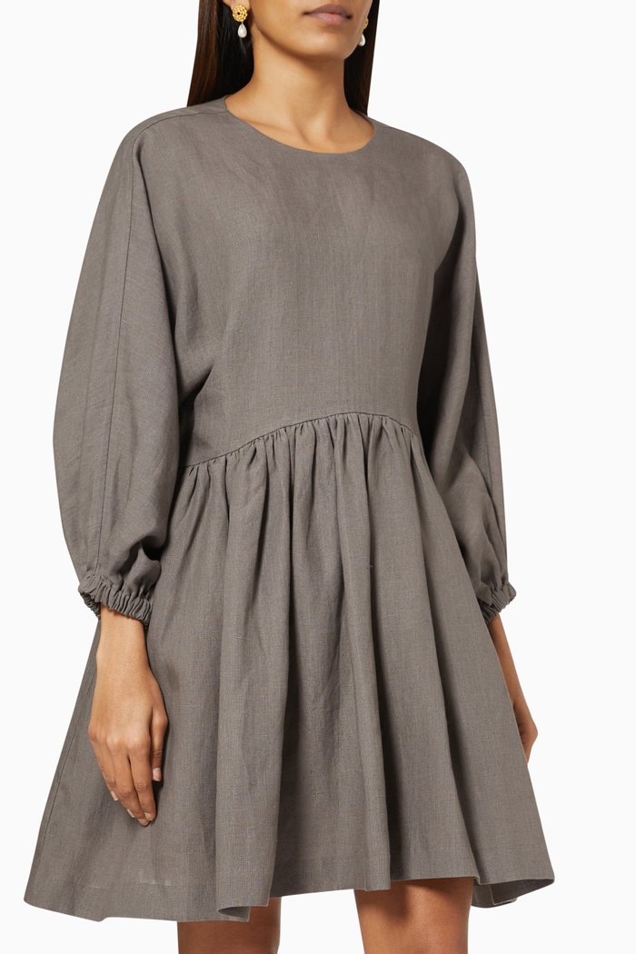 

Amelia Dress in Linen, Grey