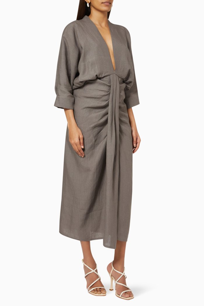 

Audrey Dress in Linen, Grey