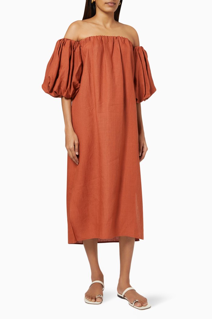 

Darcia Dress in Linen, Orange