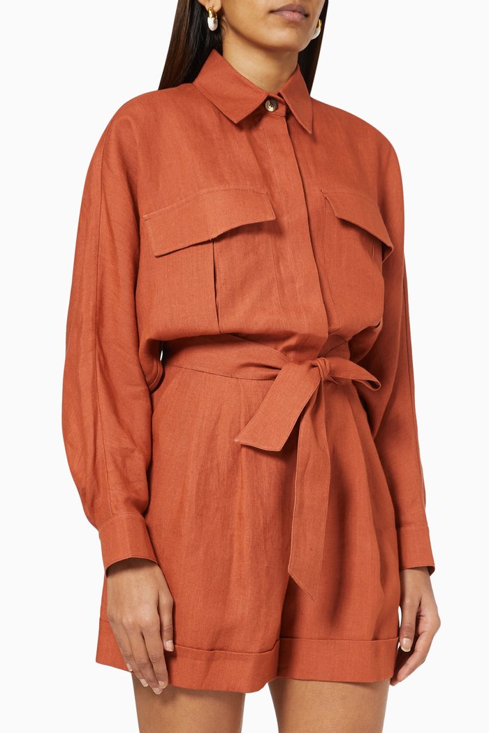 

Soleil Jumpsuit in Linen, Orange
