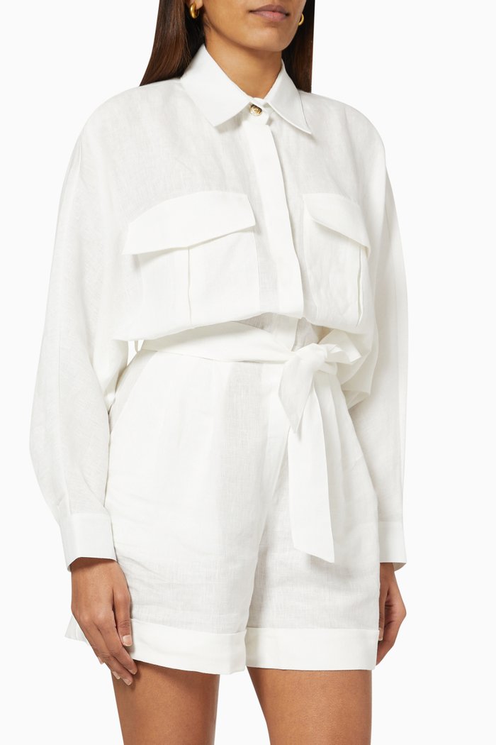

Soleil Jumpsuit in Linen, White