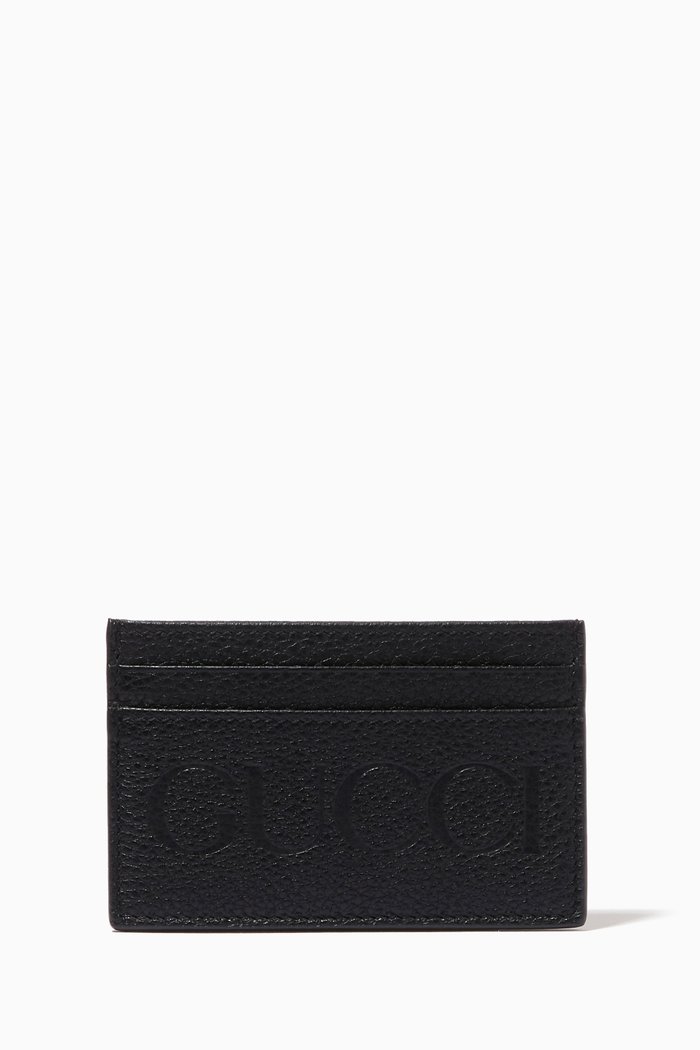 

Card Case with Gucci Logo in Leather, Black