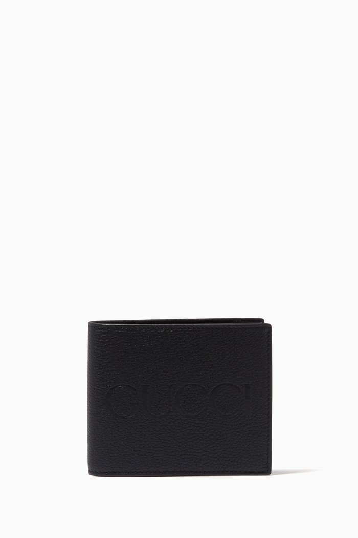 Wallet with Gucci Logo in Leather, Black