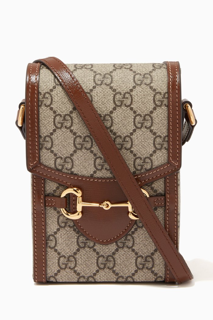 

Horsebit 1955 Mini Phone Bag in Supreme GG Canvas, Brown
