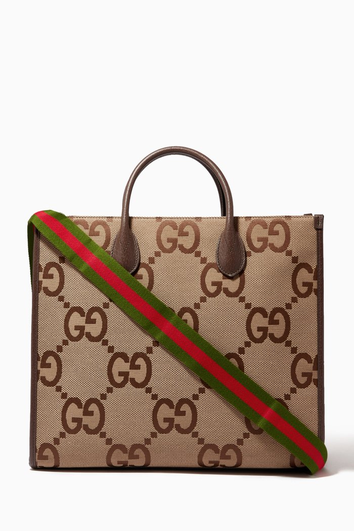 

Jumbo GG Tote bag in Canvas, Brown