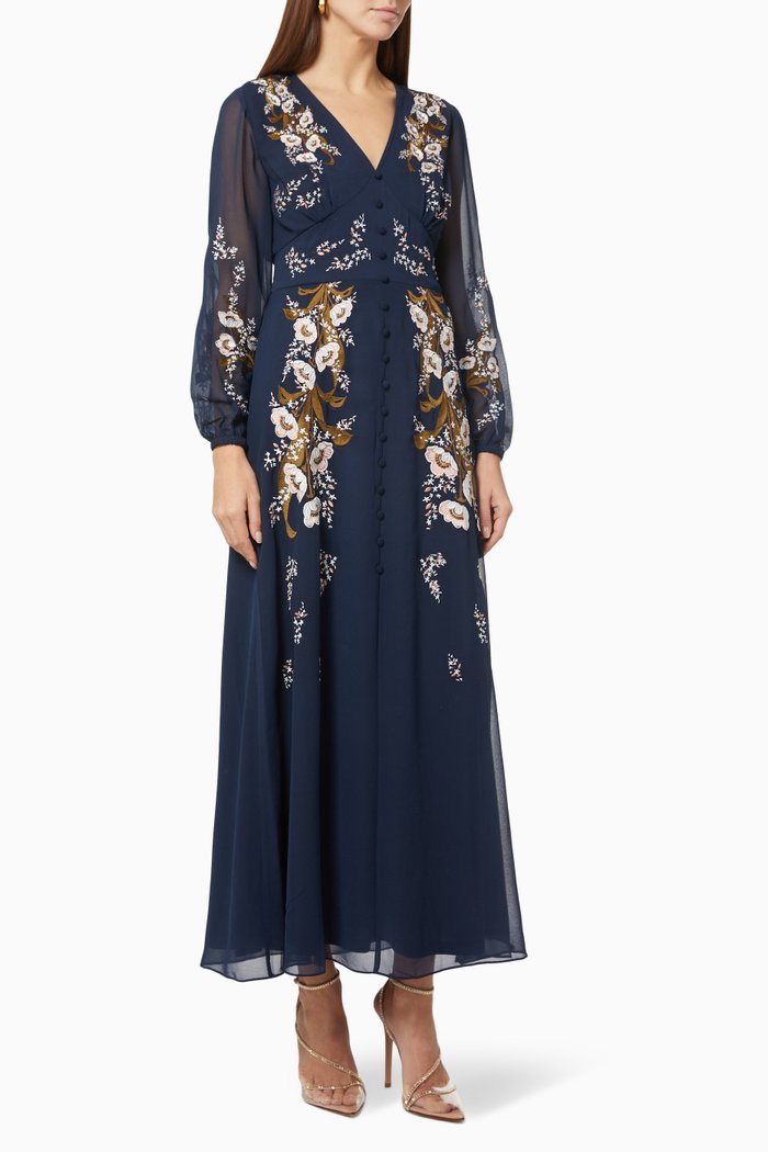 

Priya Embroidered Midi Dress, Blue