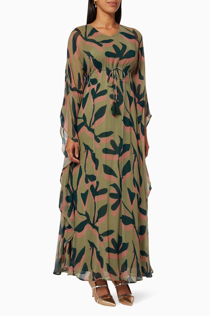 

Floral Kaftan in Chiffon, Green