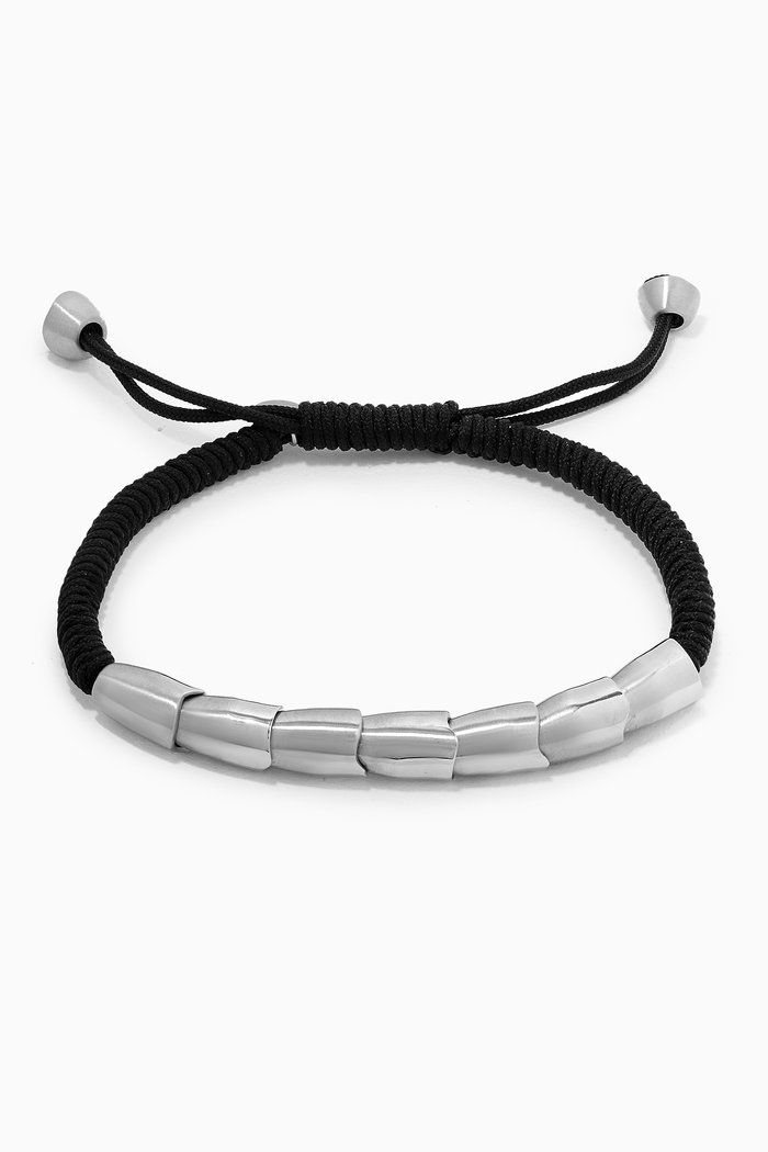 

x Zaha Hadid Design Torq Bead Bracelet in Stainless Steel & Macrame, Silver