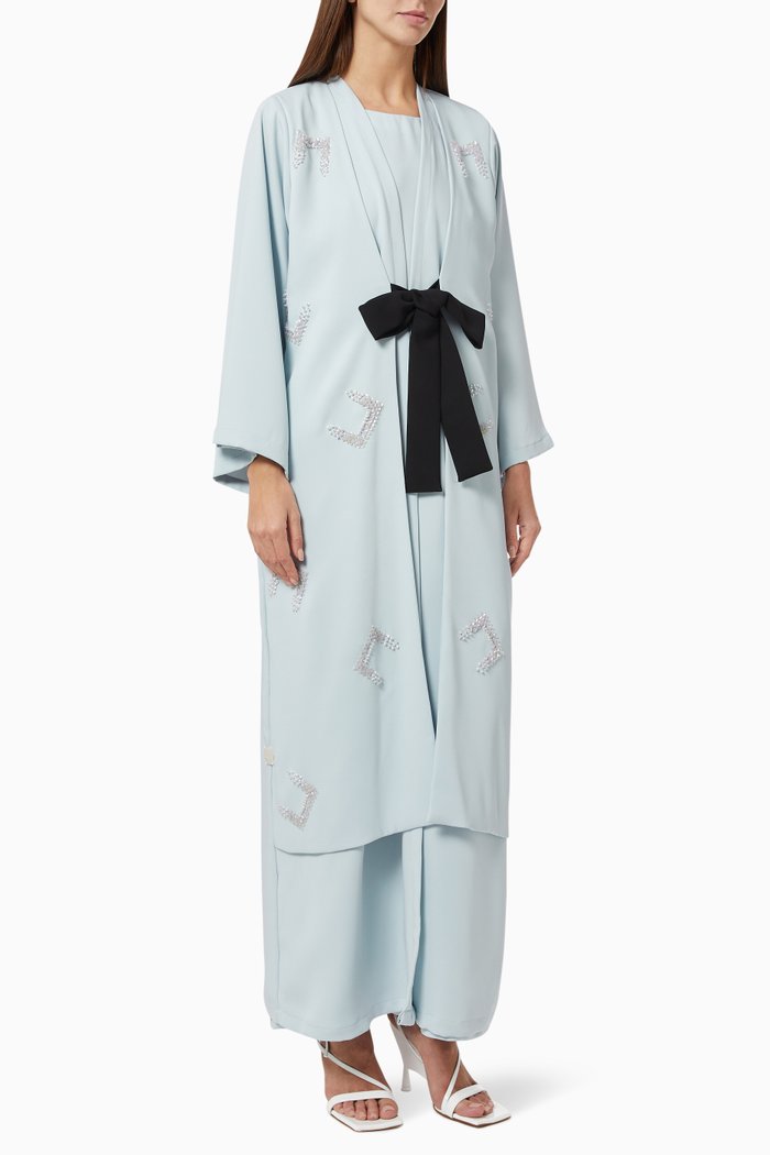 

Grace Sequin Bow Abaya Set, Blue