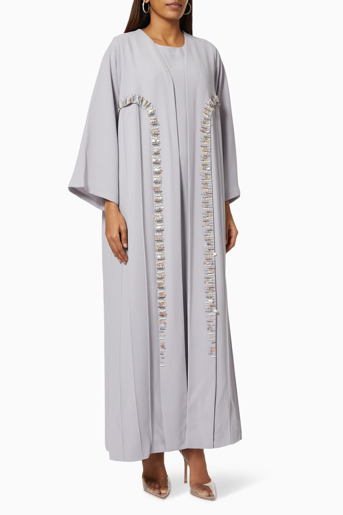 

Sequin Embellished Abaya Set, Grey