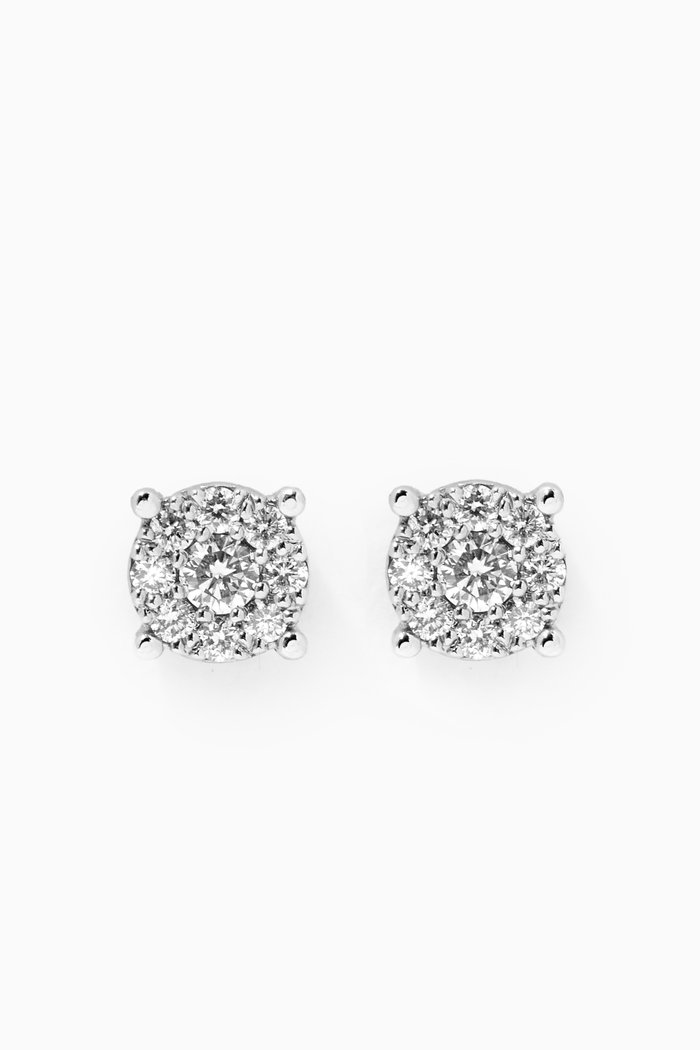 

Ziva Diamond Stud Earrings in 18kt White Gold, Silver