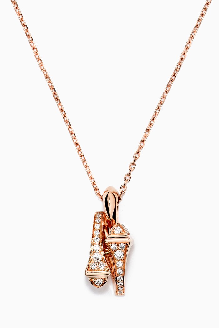 

Cleo Full Diamond Huggie Pendant Necklace in 18kt Rose Gold