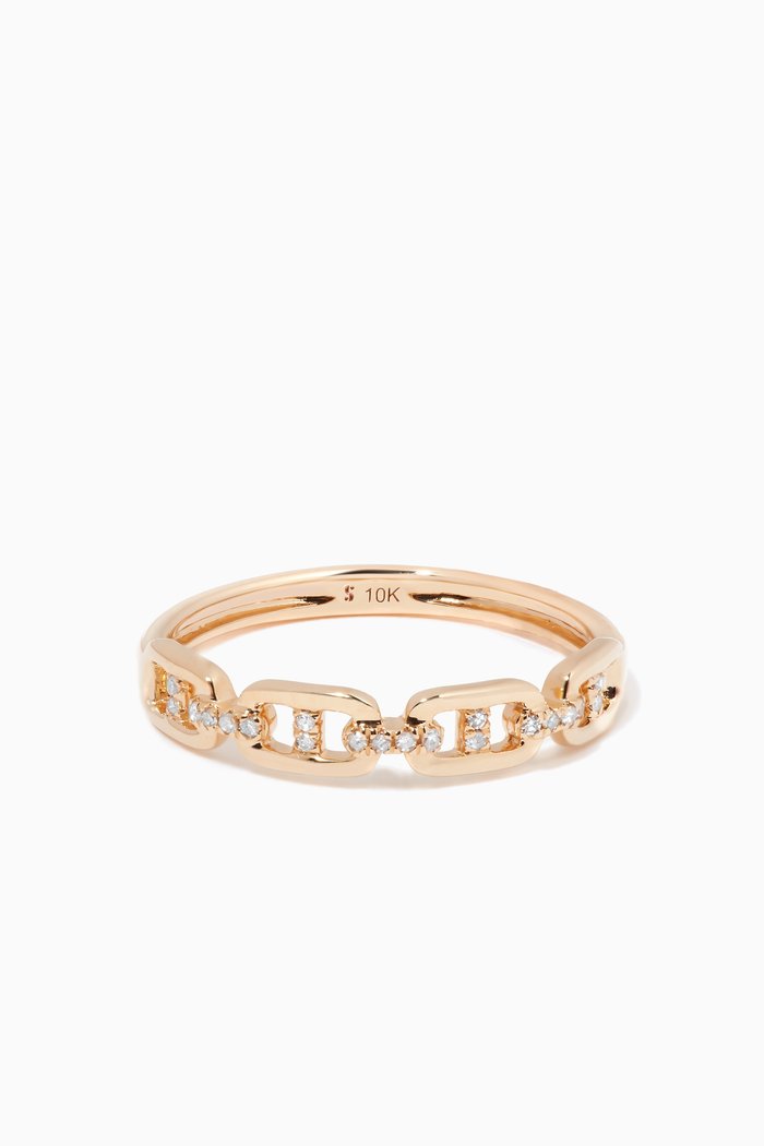 

Diamond Anchor Chain Ring in 10kt Yellow Gold