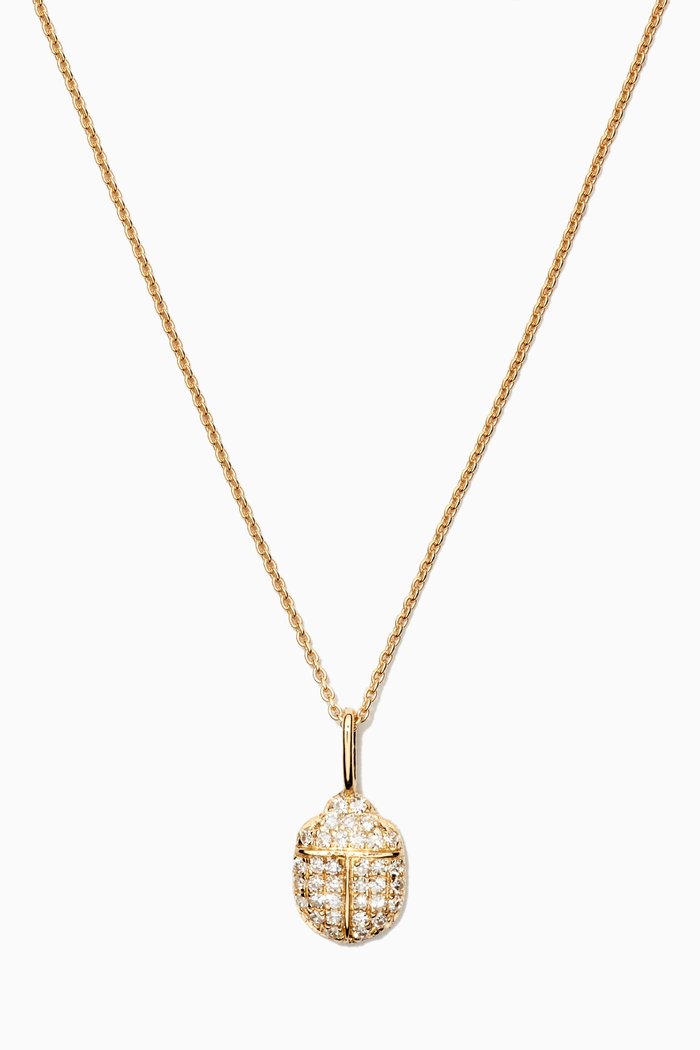 

Pavé Diamond Scarab Necklace in 10kt Yellow Gold