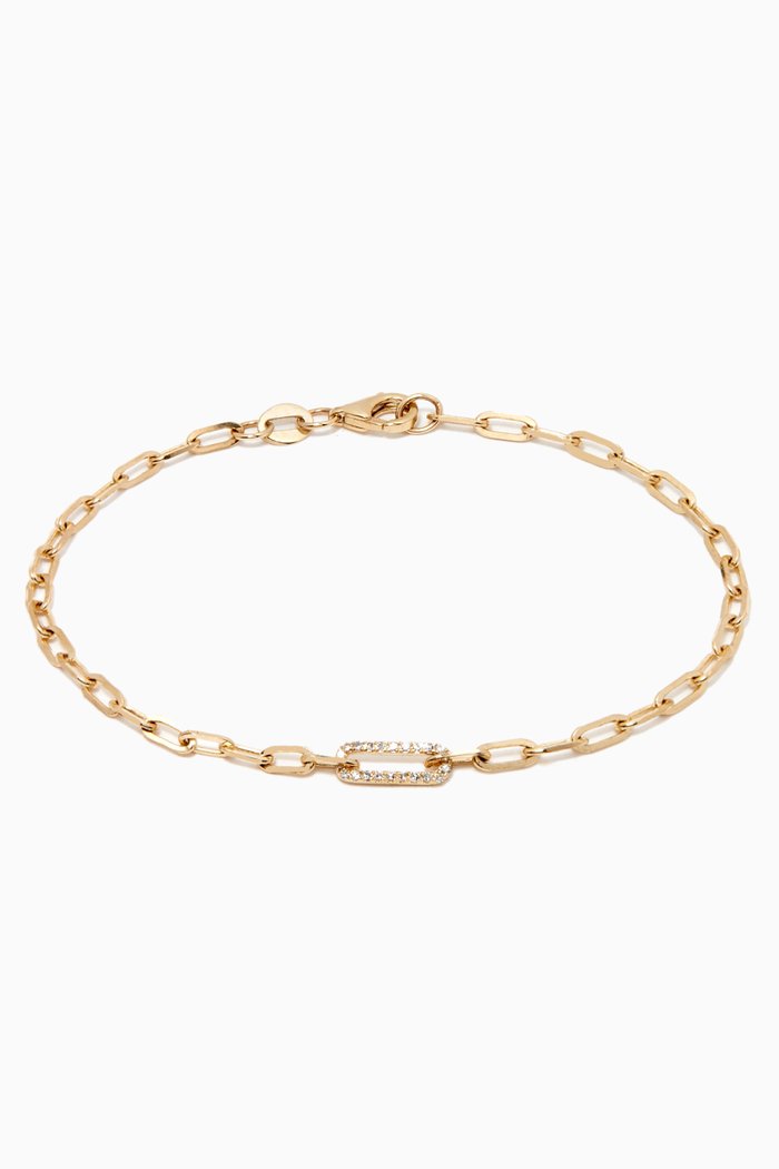 

Pavé Diamond Paperclip Link Bracelet in 10kt Yellow Gold