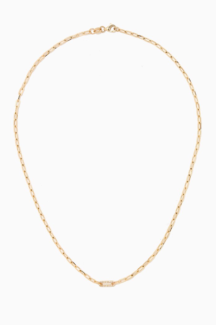 

Pavé Diamond Paperclip Link Necklace in 10kt Yellow Gold