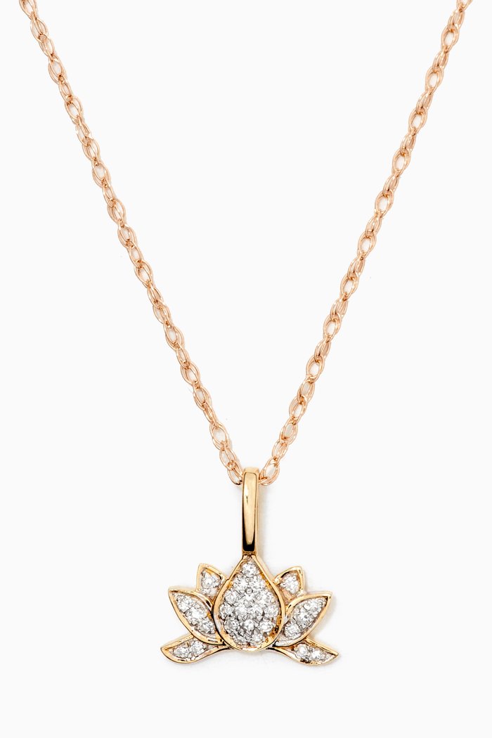 

Pavé Diamond Lotus Necklace in 10kt Yellow Gold