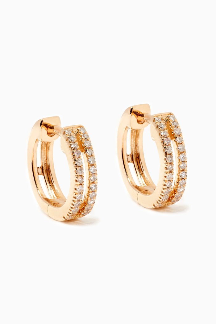 

Pavé Two Row Diamond Huggies in 10kt Yellow Gold