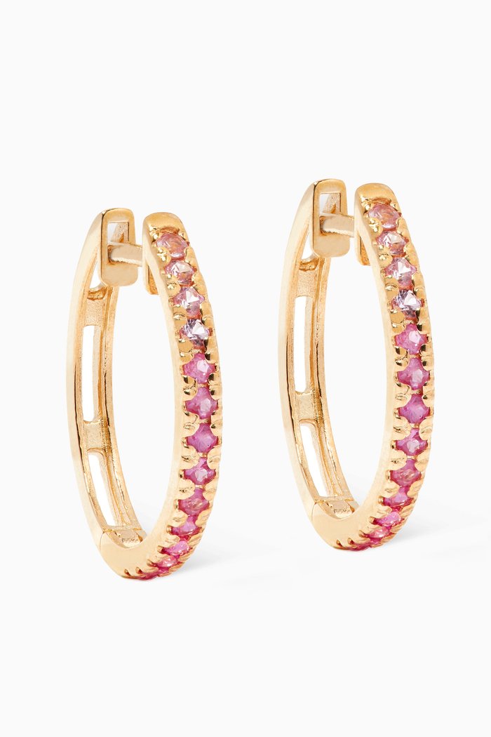 

Ombré Pink Sapphire Medium Huggies in 10kt Yellow Gold