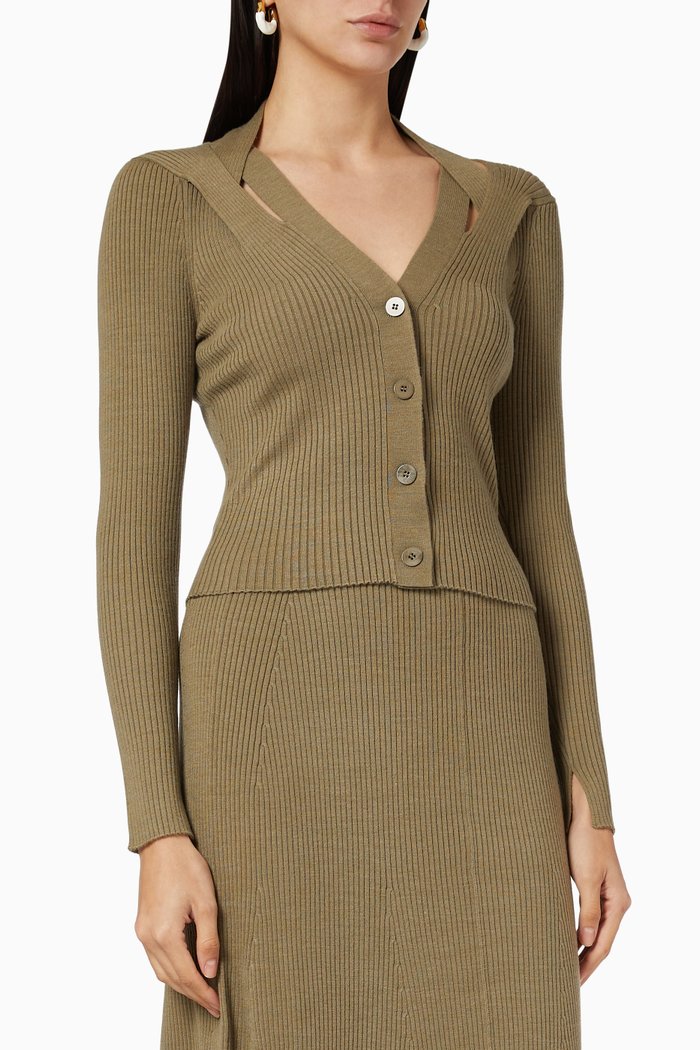 

Claire Cardigan in Wool Blend, Brown