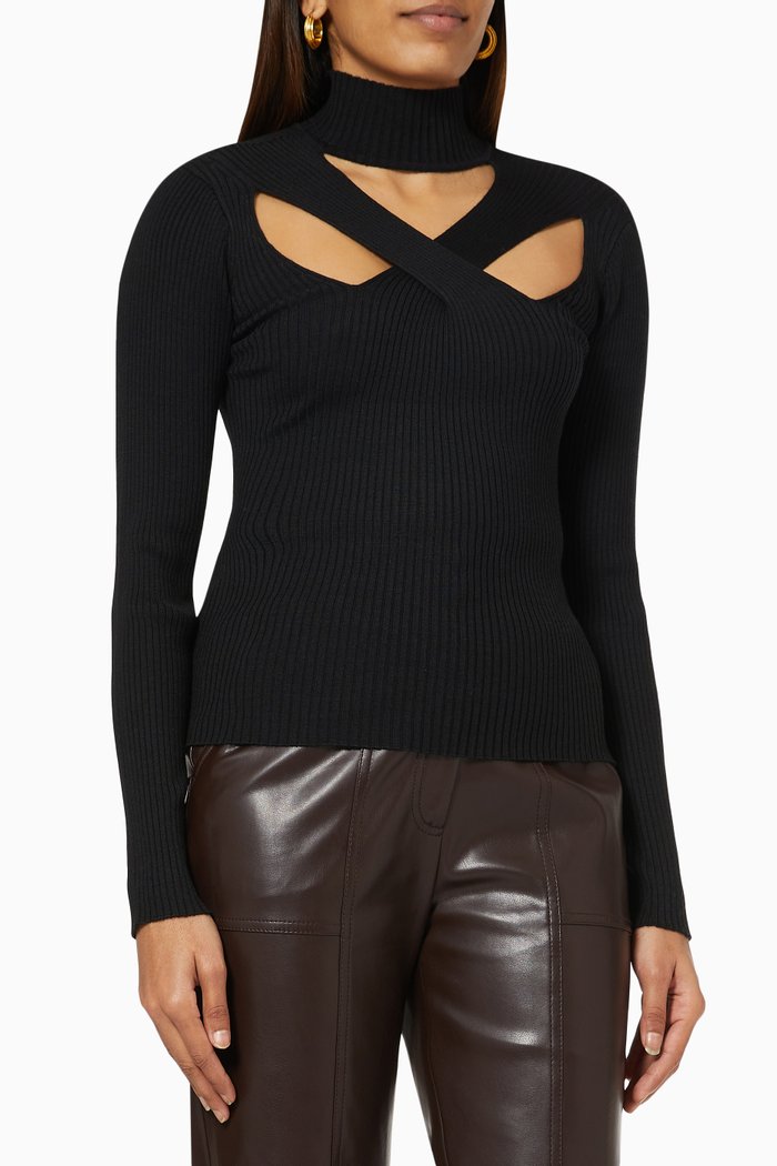 

Charlee Compact Turtleneck in Wool, Black