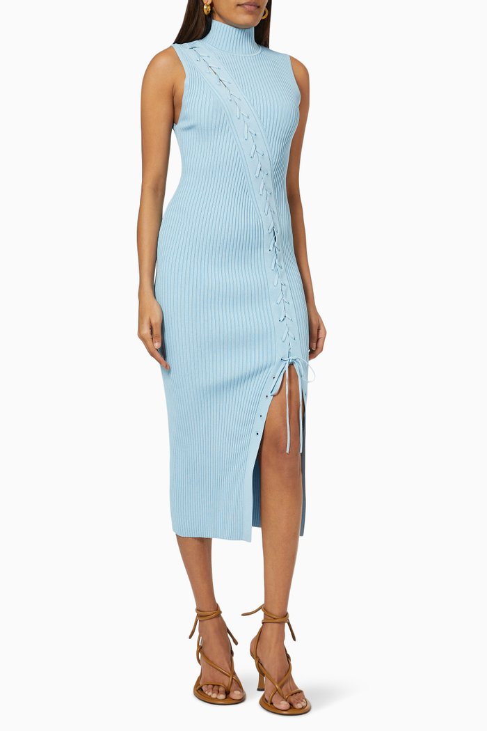 

Ava Turtleneck Tank Dress in Compact Rib, Blue