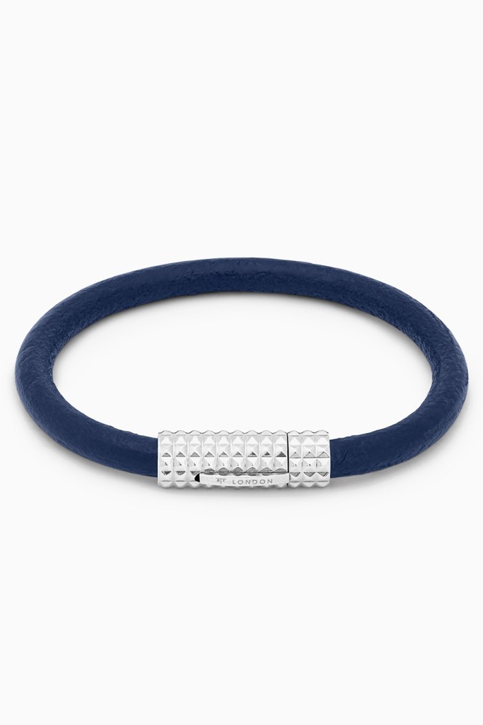 

Bracelet in Leather & Stainless Steel, Blue