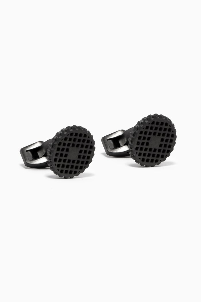 

RT Elements Gear Cufflinks in Gunmetal-plated Metal, Red
