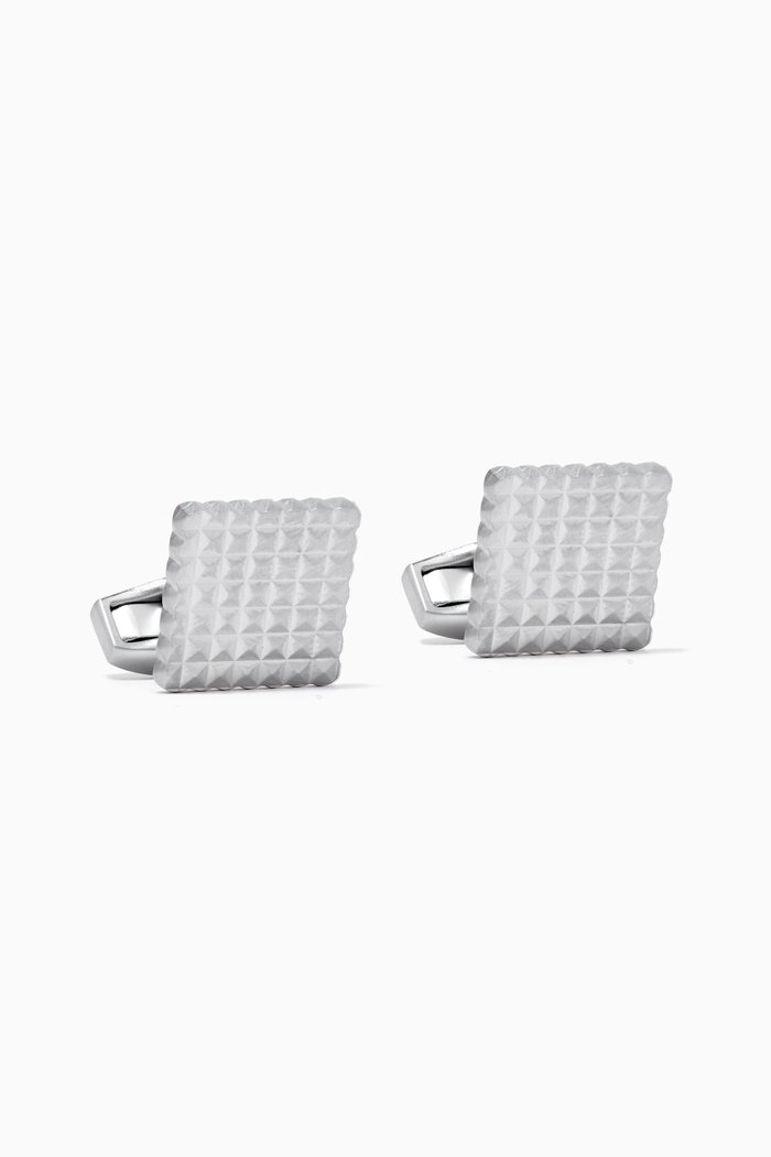 

Diamond Giza Square Cufflinks in Rhodium-plated Metal, Silver