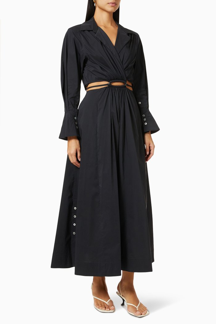 

Alex Shirt Dress in Cotton Poplin, Black