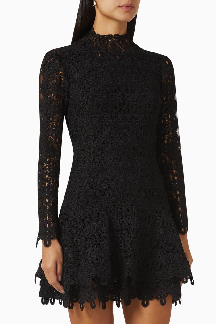 

Joy Mini Dress in Guipure Lace, Black