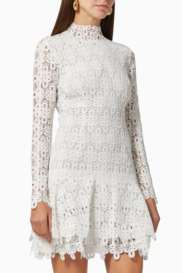 

Joy Mini Dress in Guipure Lace, White