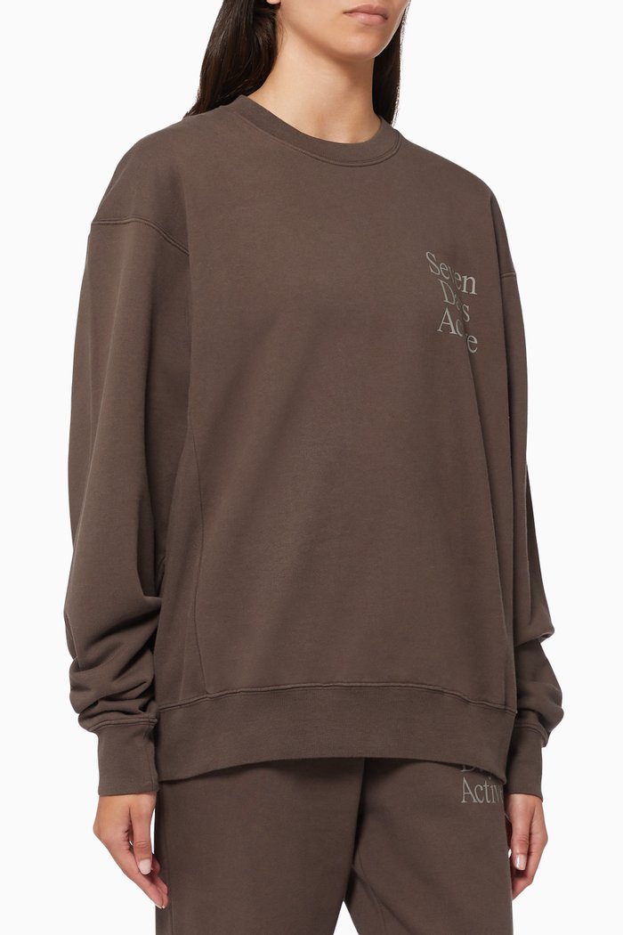 

Monday Crewneck Sweatshirt in Organic Cotton, Brown