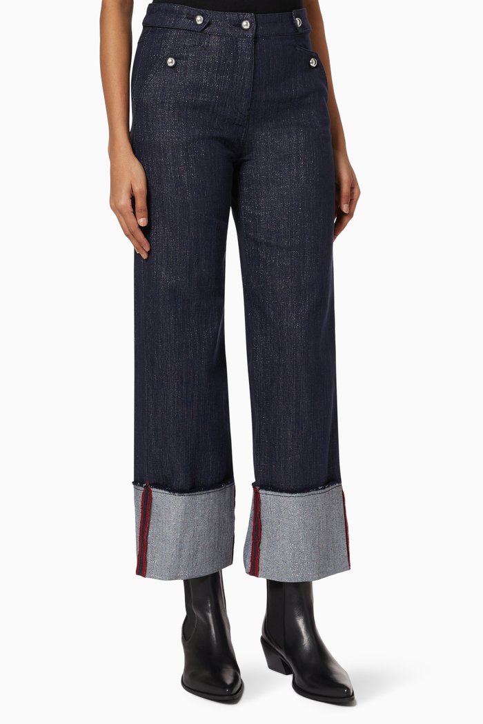 

Doppiato Wide-leg Jeans in Denim Lurex, Blue