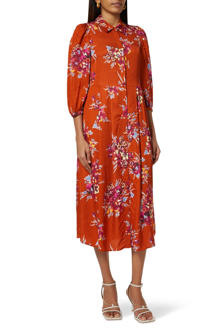 

Tritare Shirt Dress in Jacquard, Orange