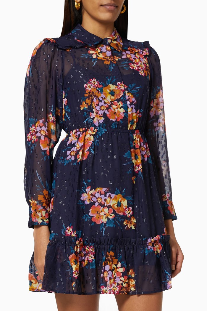 

Mestola Dress in Fil Coupe Chiffon, Blue